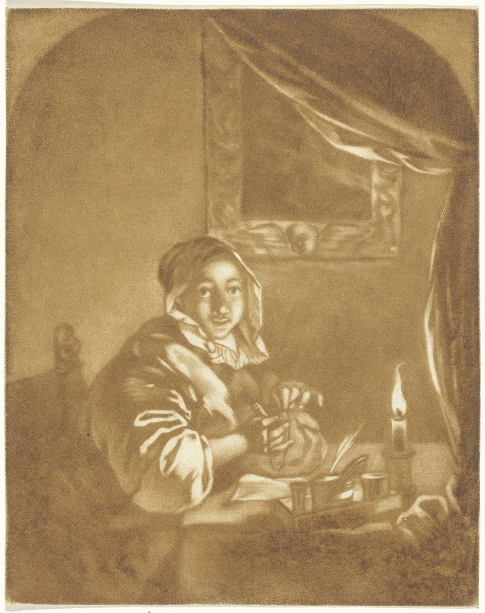 烛光女神 作者 Cornelis Ploos van Amstel（艺术家签名）