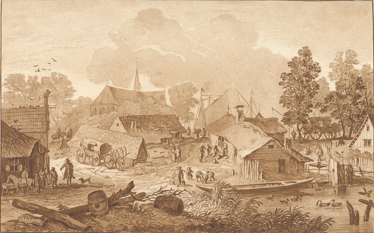 有池塘的乡村景色 作者 Cornelis Ploos van Amstel（艺术家签名）