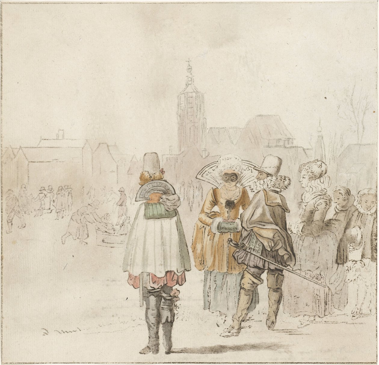 冰上的优雅陪伴 作者 Cornelis Ploos van Amstel（艺术家签名）