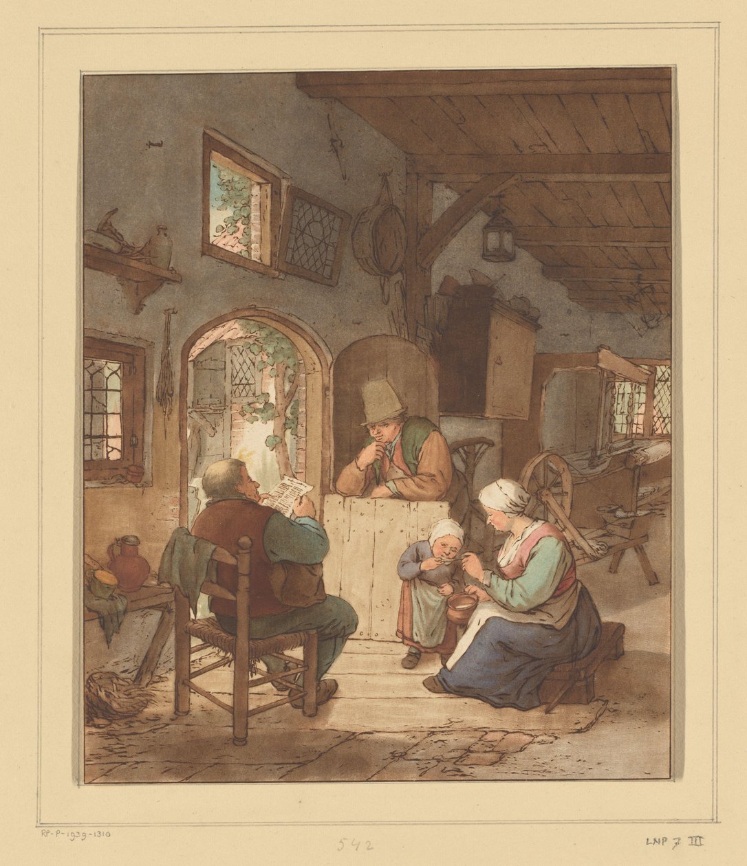 室内报纸阅读器 作者 Cornelis Ploos van Amstel（艺术家签名）