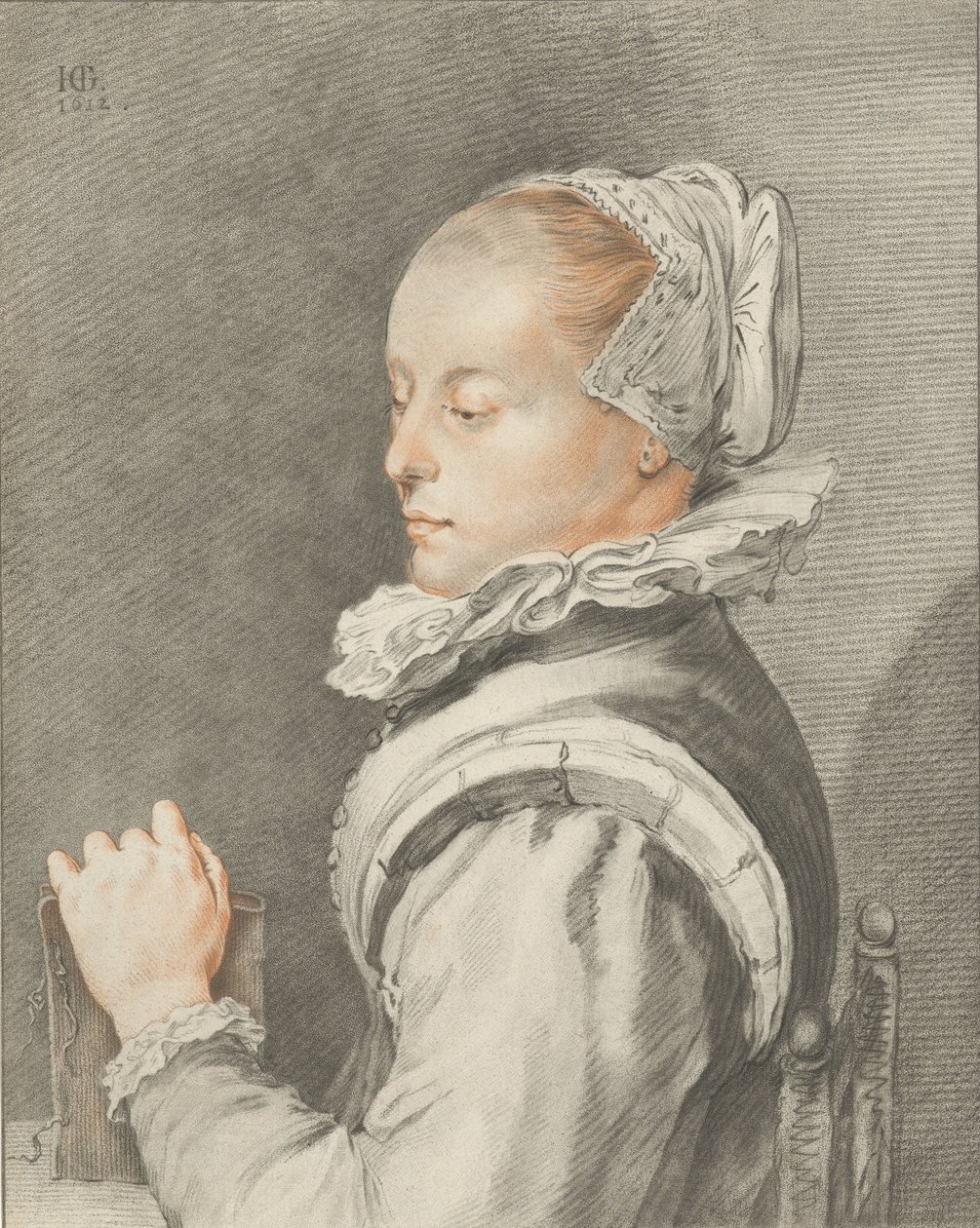 一位年轻女性的肖像 作者 Cornelis Ploos van Amstel（艺术家签名）