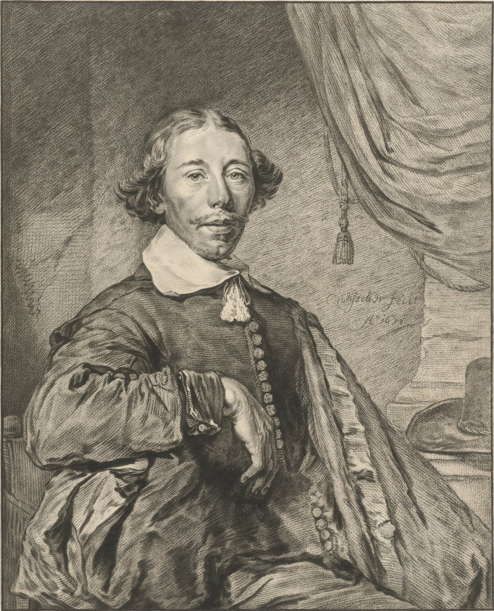 一个男人的肖像 作者 Cornelis Ploos van Amstel（艺术家签名）