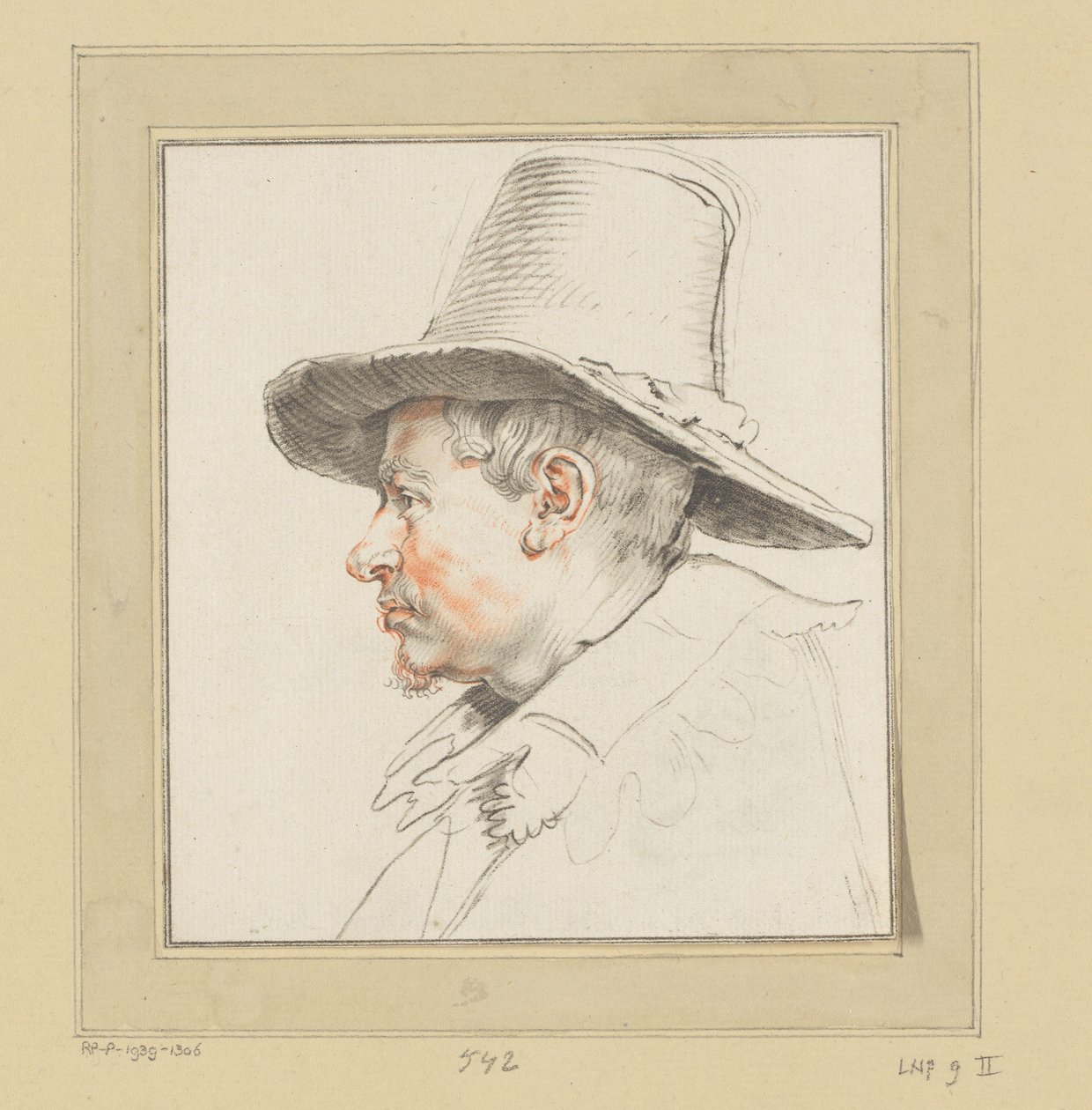 一位不知名男子的肖像 作者 Cornelis Ploos van Amstel（艺术家签名）