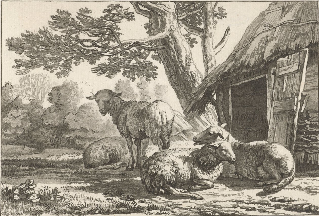 羊圈 作者 Cornelis Ploos van Amstel（艺术家签名）