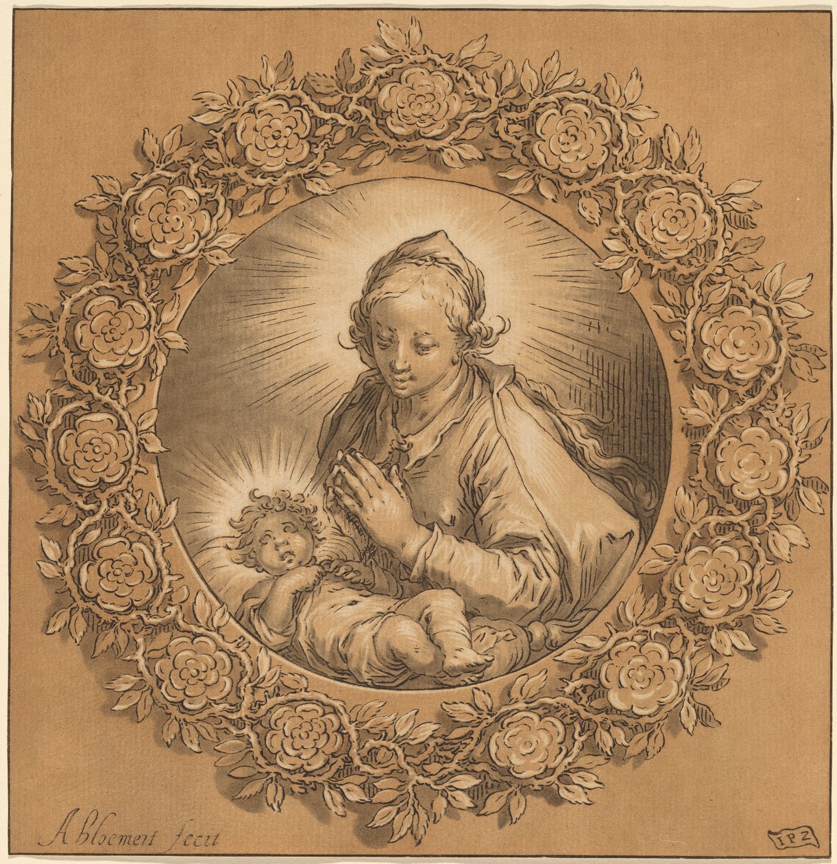 圣母和圣婴 作者 Cornelis Ploos van Amstel 在 Abraham Bloemaert 之后