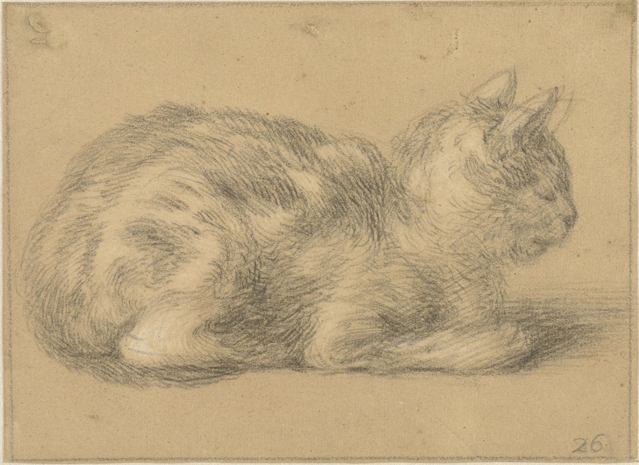 坐着的猫，在右边 作者 Cornelis Saftleven (可能)