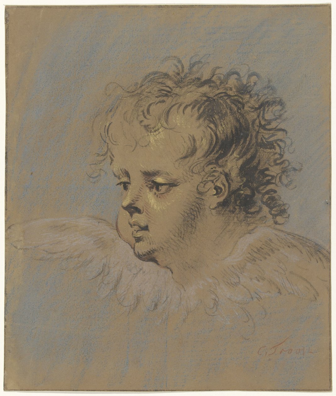 带翅膀的天使头像 作者 Cornelis Troost