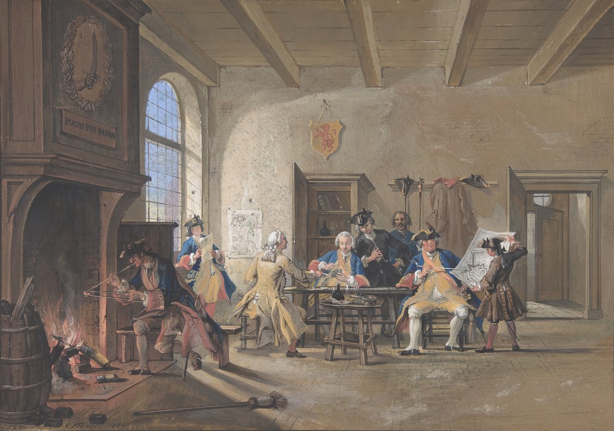 警卫室场景，1744年。 作者 Cornelis Troost