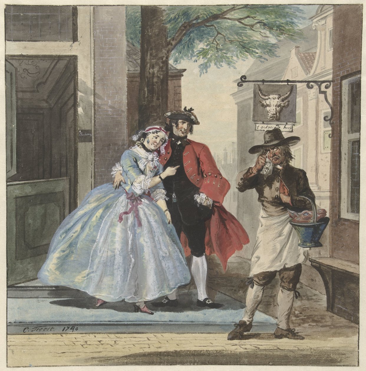 佩夫隆与羊头的场景 作者 Cornelis Troost