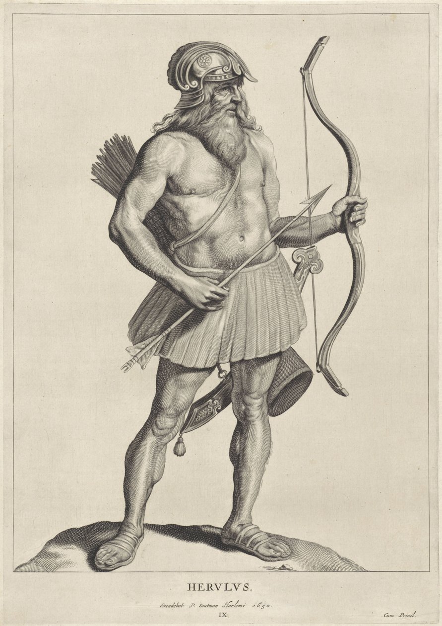 赫鲁伦
Herulus（物体上的标题）
Oude hier woonachtige volken（系列标题）
Peplus sive Gothorum, Wandalorum, Svevorum, Herulorum, Gepidarum, Marcomannorum et quadorum veterum Imagines ex antiquis monumentis et museo Marci Zuerii Boxhornii（系列标题 作者 科内利斯·维舍尔 (II)
