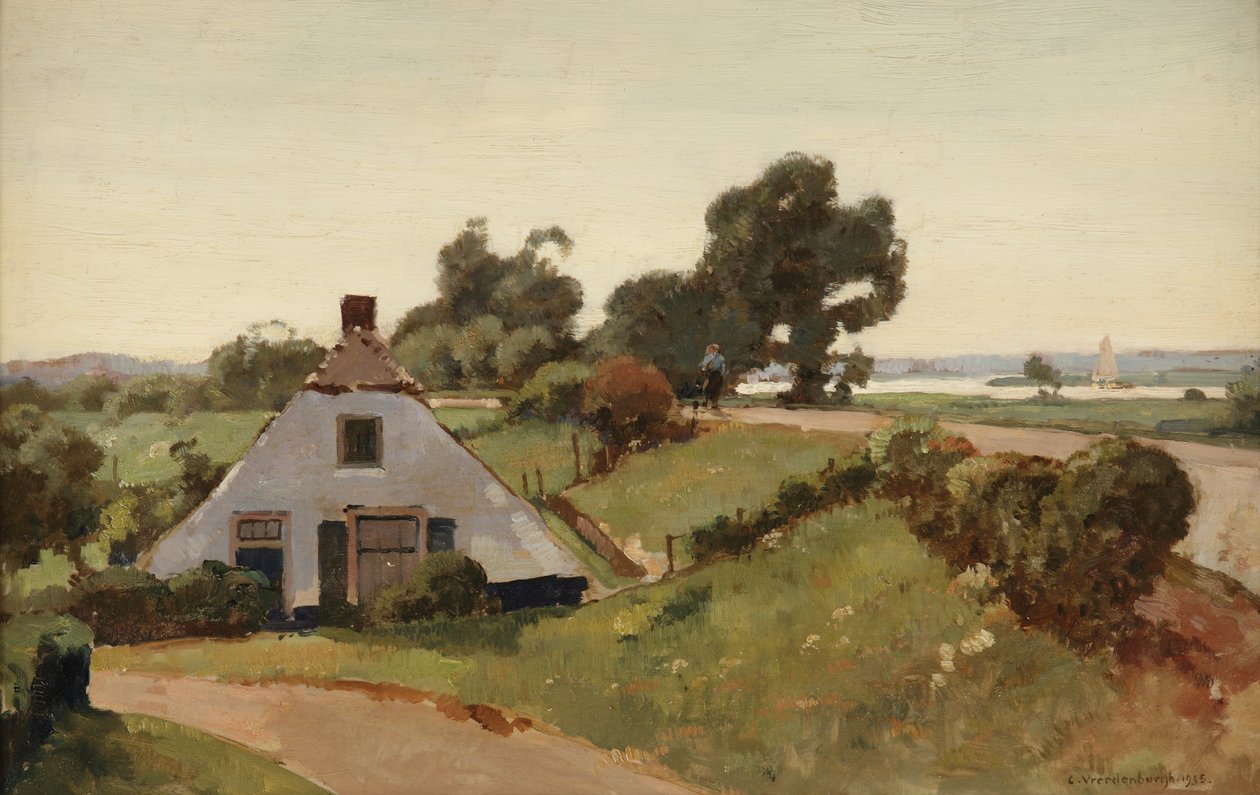 Bij den Dijk;艾瑟尔河附近的农舍，1935年 作者 科内利斯·弗雷登堡（Cornelis Vreedenburgh）