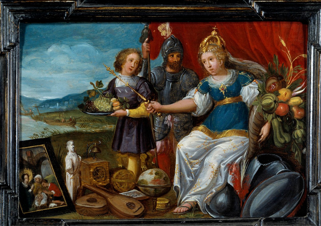 世界的四个部分：欧洲。 佛兰芒学校 Cornelis De Baellieur (1607-1671) 的绘画 作者 Cornelis de I Baellieur