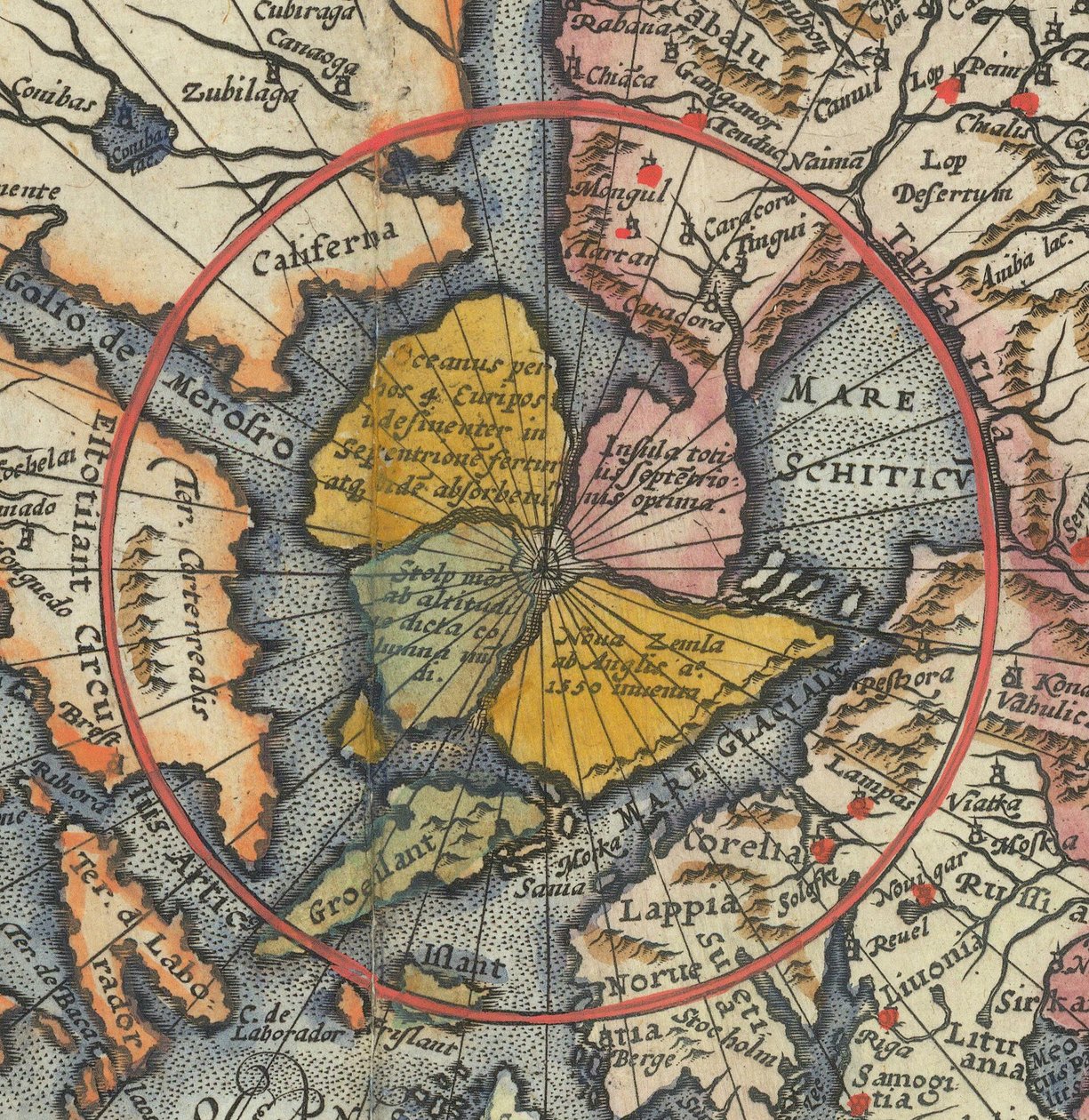 世界地图细节--北极磁岛 作者 Cornelis de Jode