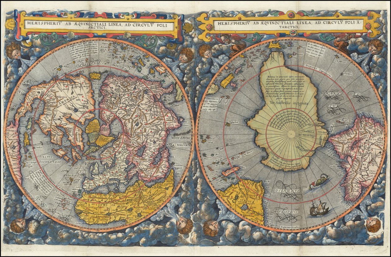 Hemispheriu ab Aequinoctiali Linea, ad Circulu Poli Atarctici - 有色 作者 Cornelis de Jode