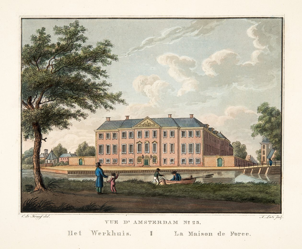 Vue d&39;Amsterdam No.25。工作室。 La Maison de Force，1825年（手工彩色雕刻） 作者 科尼利斯·德克鲁伊夫