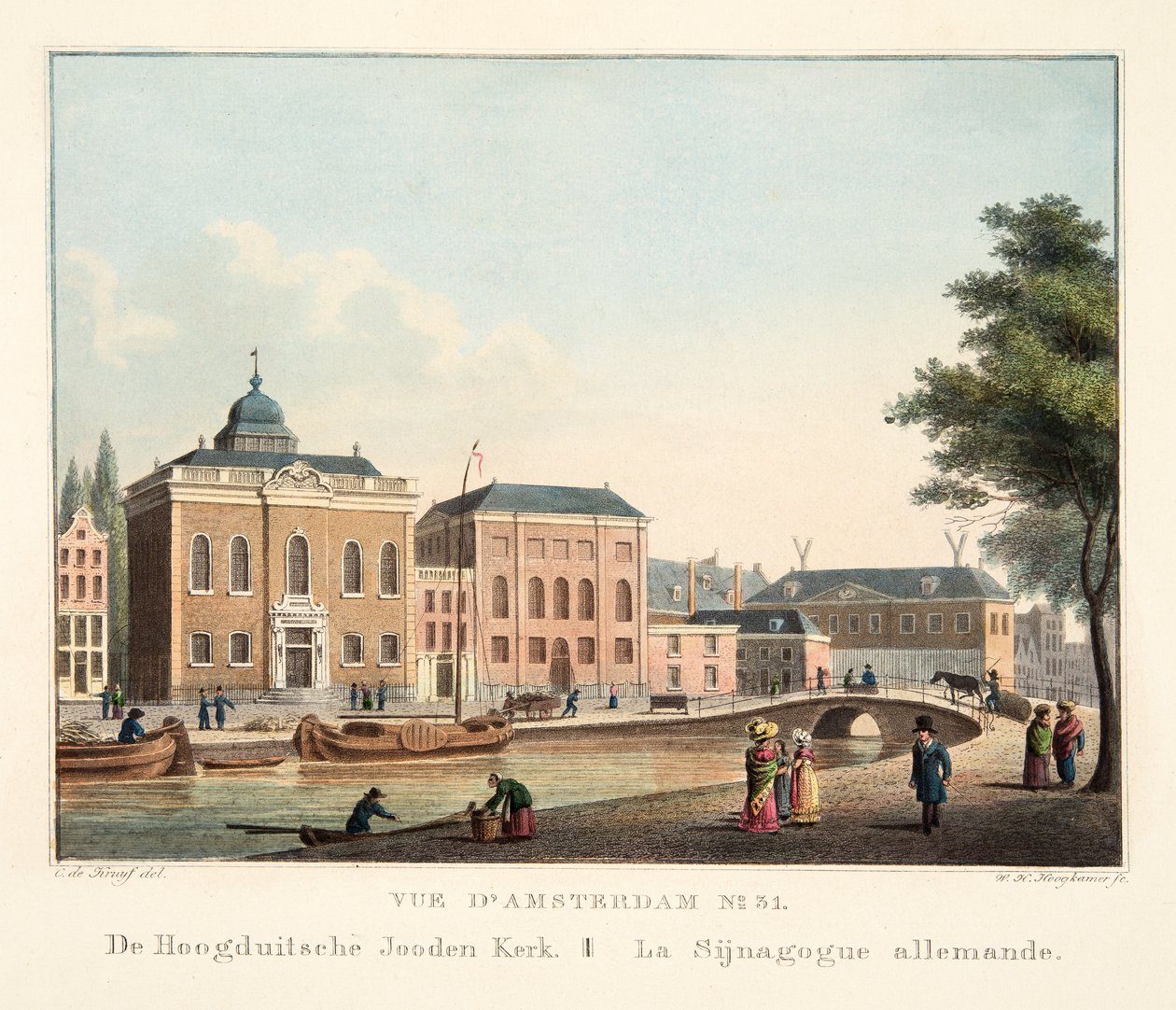 阿姆斯特丹No.31的视图。来自Hoogduitsche Jooden Kerk。德国Sijnagogue，1825年（手工雕刻） 作者 科尼利斯·德克鲁伊夫