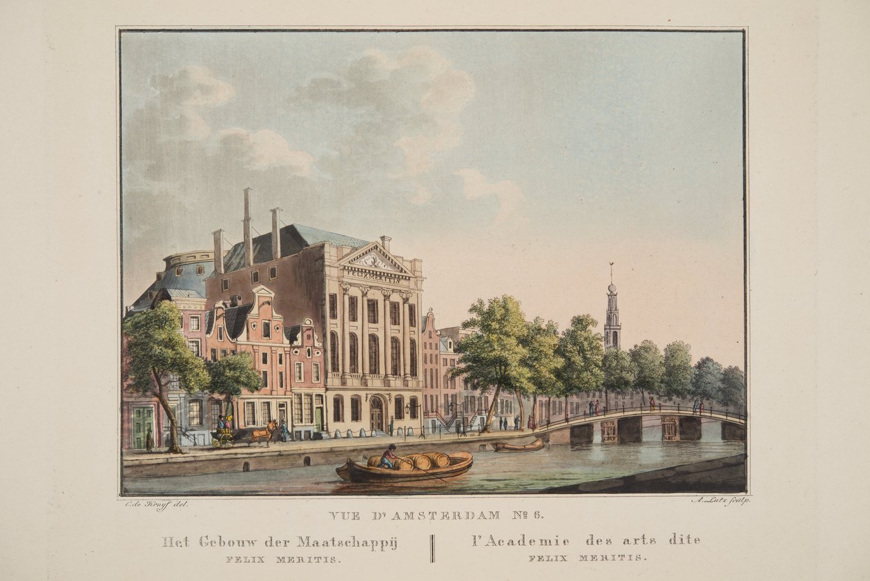 Vue d&39;Amsterdam No.6。菲利克斯梅里蒂斯建筑协会。 L&39;Academie des arts dite Felix Meritis，1825年（手工雕刻） 作者 科尼利斯·德克鲁伊夫