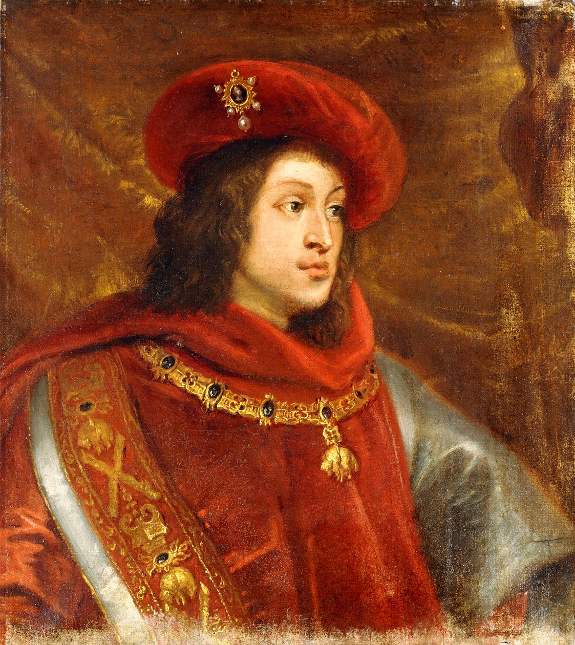 西班牙菲利普一世肖像，半身像，穿着金羊毛勋章， 作者 Cornelis de Vos