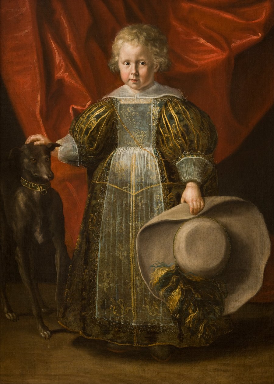 一个男孩和一只狗的肖像，c.1620（布面油画） 作者 Cornelis de Vos