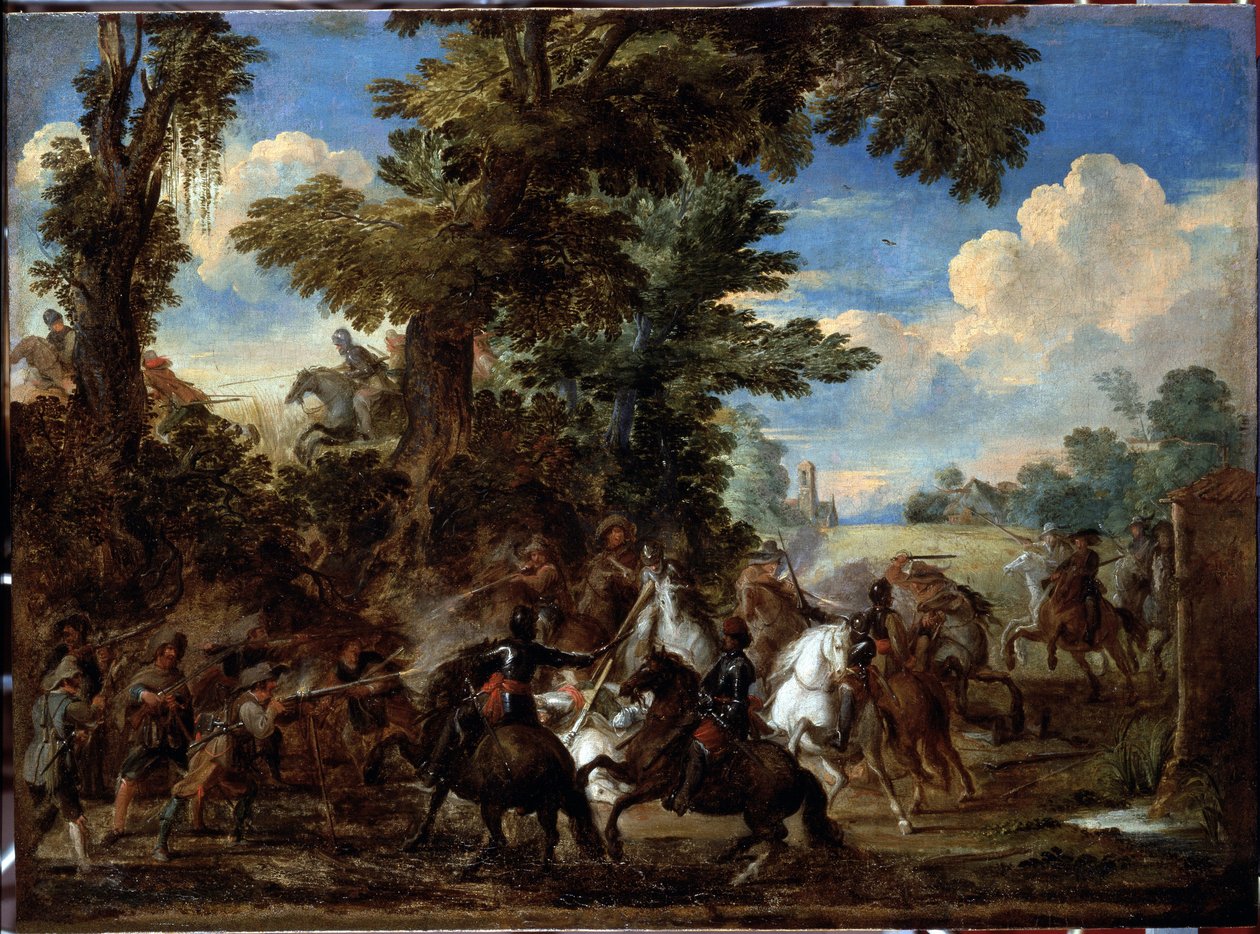 Battle scene (Battle scene) Painting by Cornelis De Wael (1592-1667) (ec flam) Dim 75x100 cm Genes, Musei di Strada Nuova (ex Palazzo Bianco) 作者 科内利斯·德·瓦尔