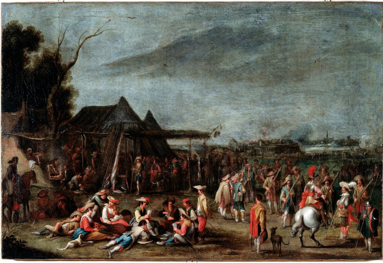 Bivouac de sellats（士兵的露营地） Cornelis De Wael (1592-1667) 绘画 17 世纪昏暗 50x75 cm Genes, Musei di Strada Nuova (ex Palazzo Bianco) 作者 科内利斯·德·瓦尔