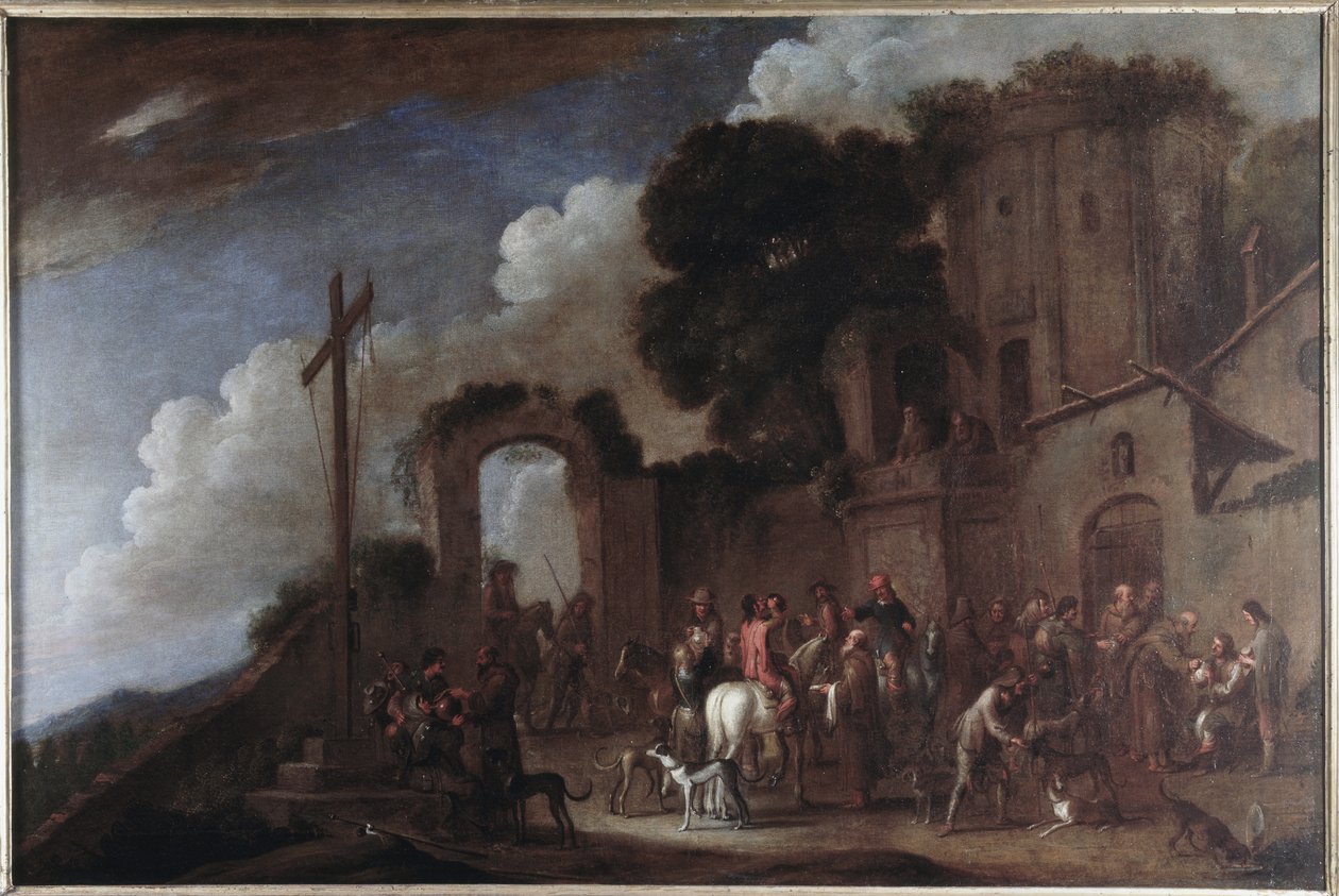 Les sept oeuvres de misericorde corporelle (仁慈的作品) : donner a boire aux assoiffes (To give drink to thirsty) (ec flam) apres 1625 作者 科内利斯·德·瓦尔