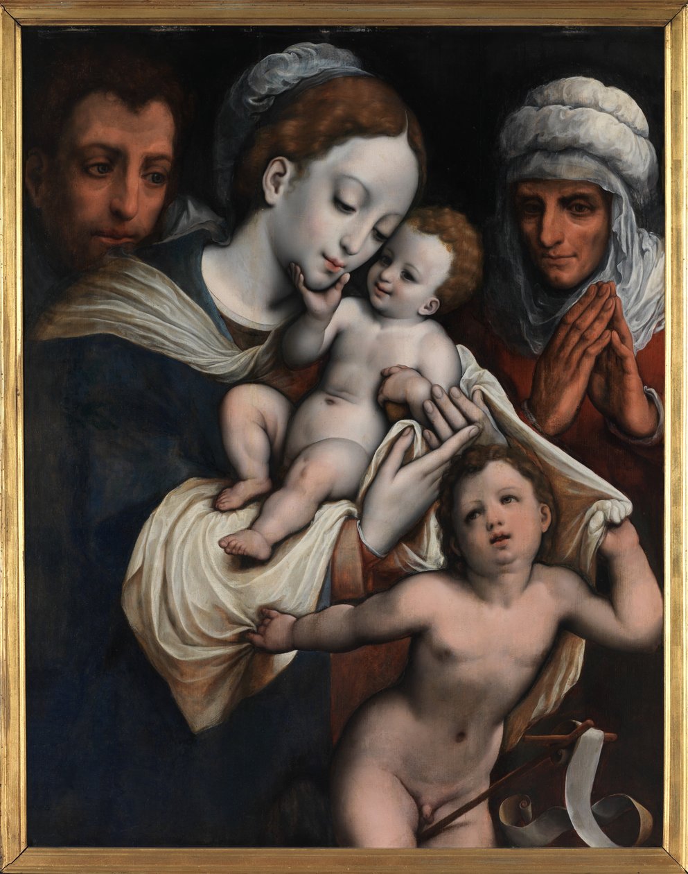 圣家族与伊丽莎白和施洗约翰（油画板） 作者 科尼利斯·范克莱夫（Cornelis van Cleve）