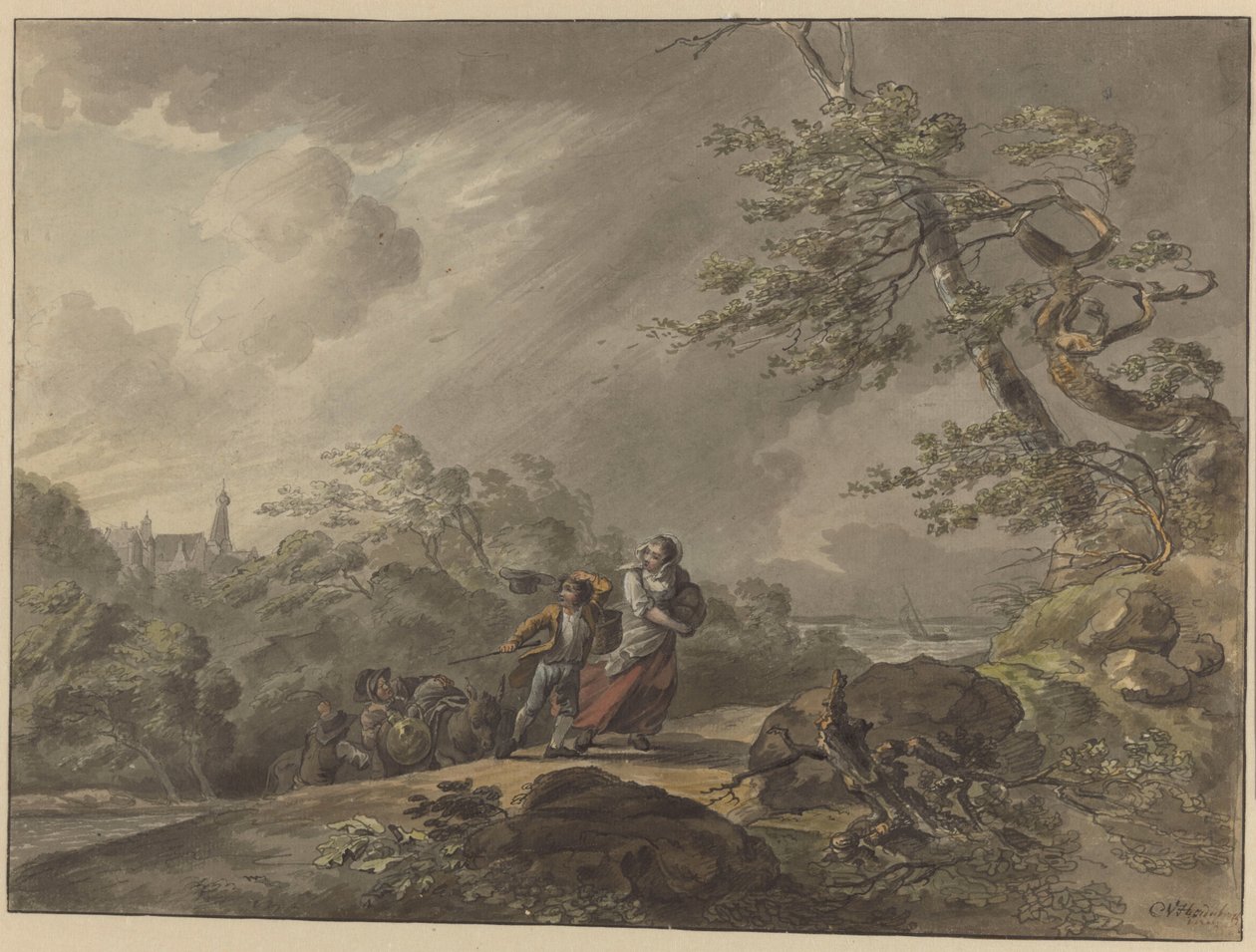 多尔韦尔斯城堡 (Doorwerth Castle) 遭遇暴风雨的旅客 作者 科内利斯·范·哈登伯格