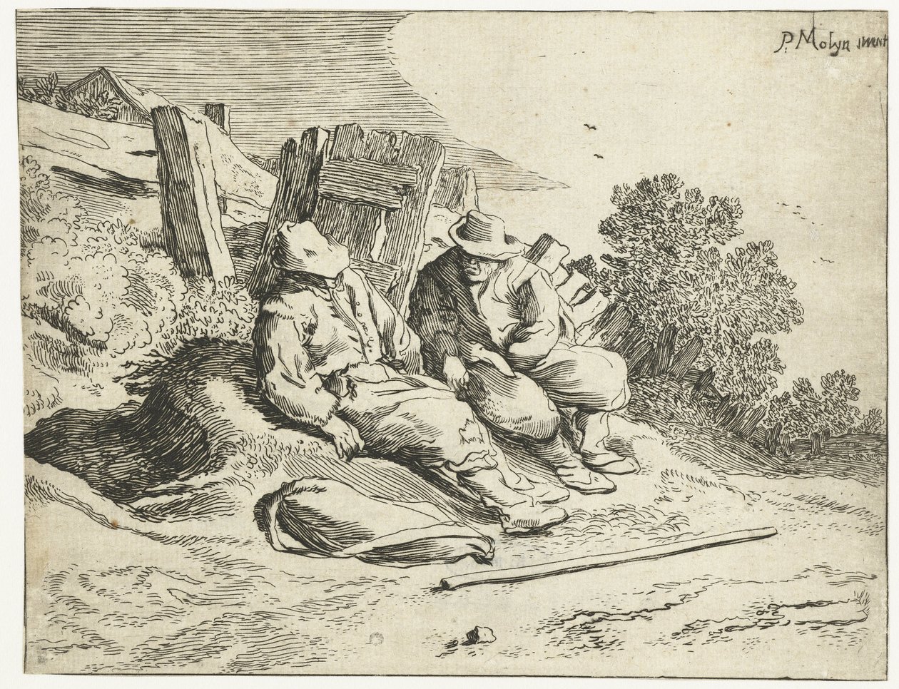 路边的乡下人
四幅风景画（系列名称） 作者 Cornelis van Kittensteyn（归因于）
