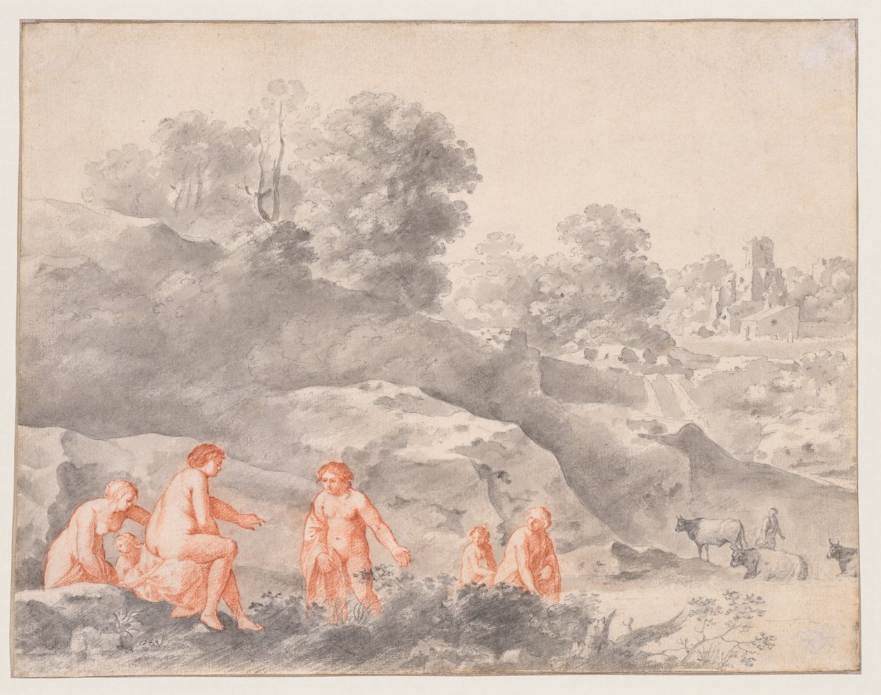 风景中的裸体（可能是戴安娜和卡利斯托） 作者 Cornelis van Poelenburch