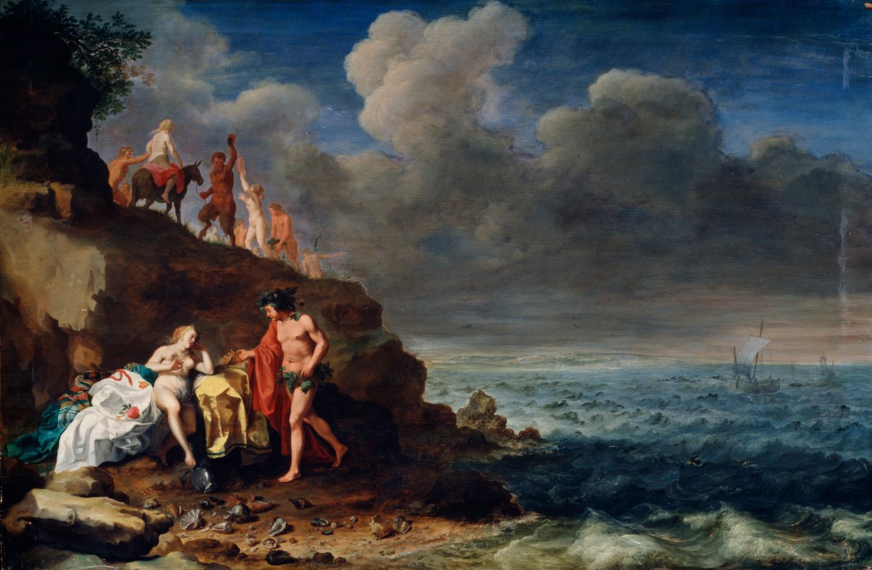 纳克索斯岛上的酒神和阿里亚德涅，十七世纪 作者 Cornelis van Poelenburgh或Poelenburch