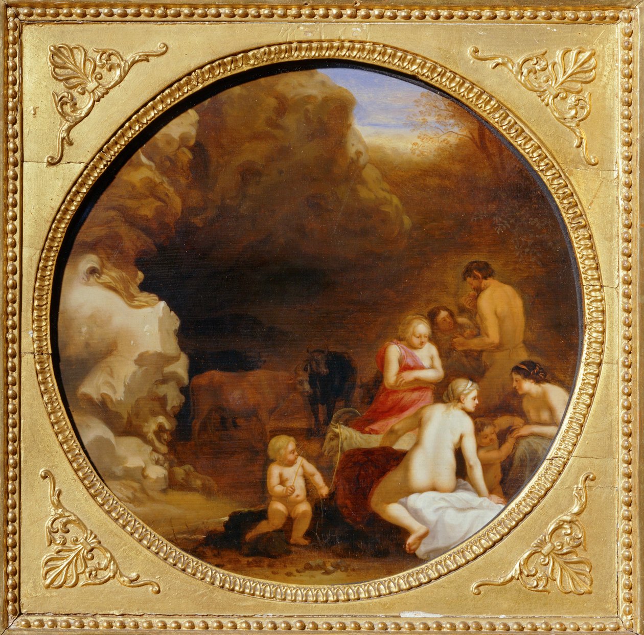 洞穴入口处的仙女和萨提尔... 作者 Cornelis van Poelenburgh或Poelenburch
