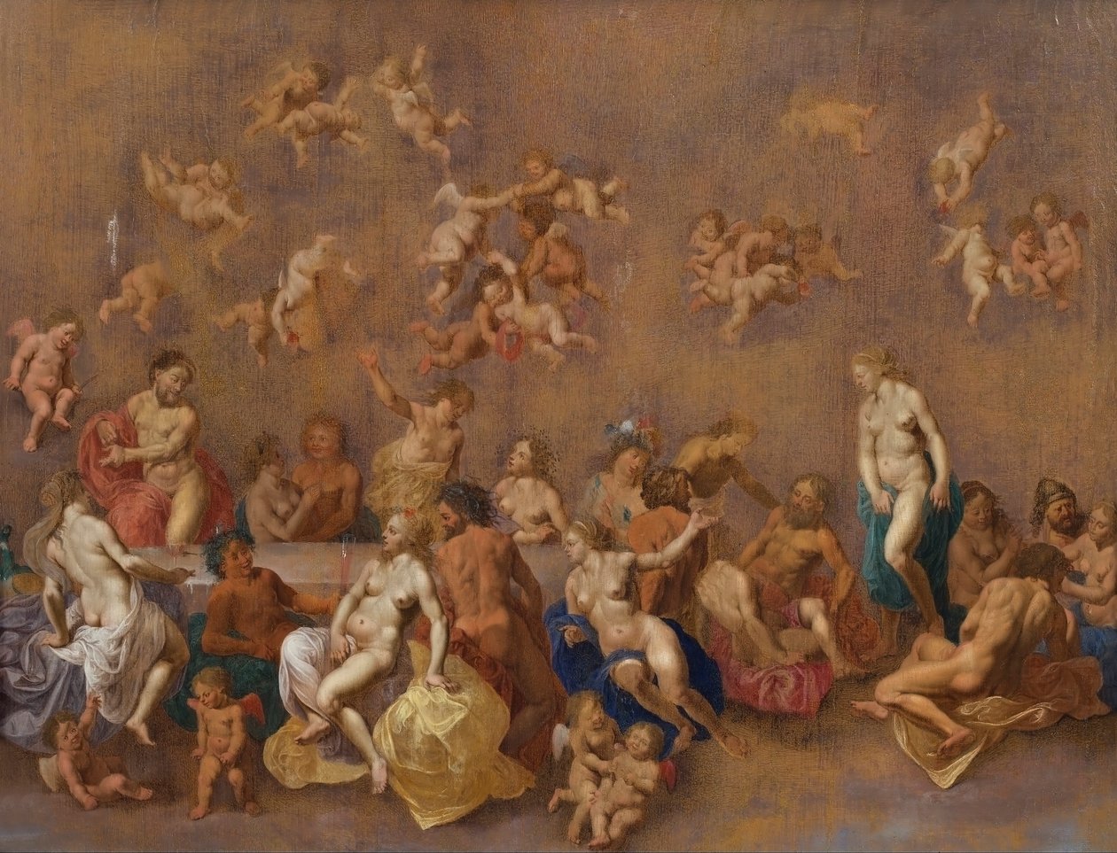 众神盛宴，1600年代。 作者 Cornelis van Poelenburgh或Poelenburch