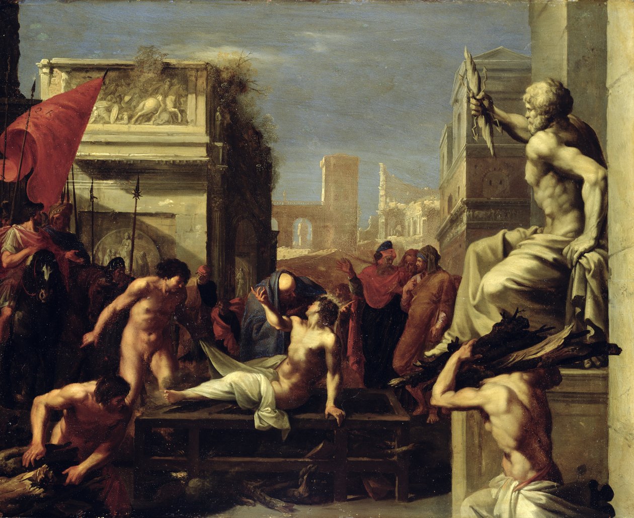圣劳伦斯殉难，1620-1（铜上油） 作者 Cornelis van Poelenburgh或Poelenburch