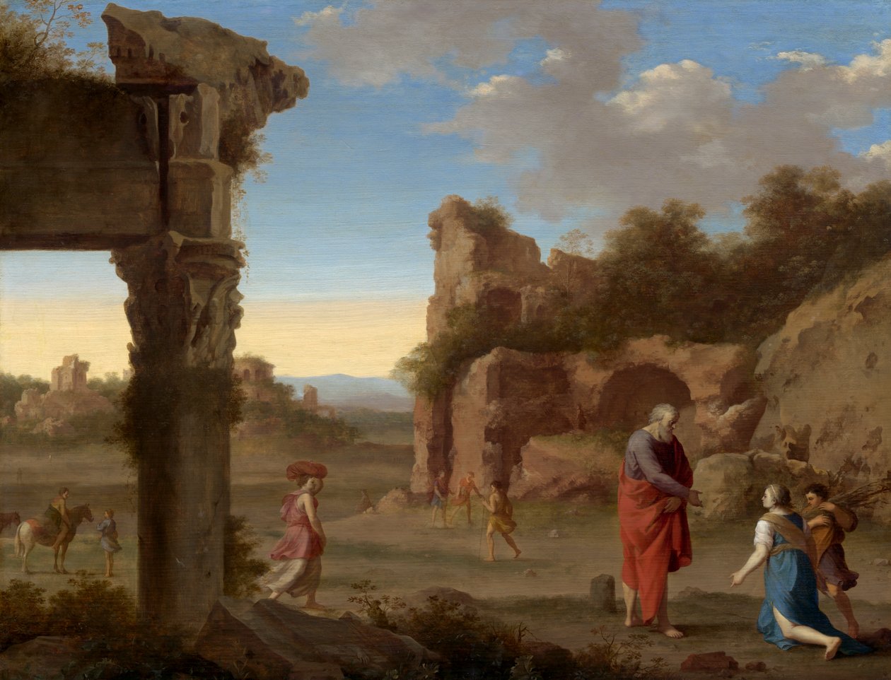 先知以利亚和Zarephath的寡妇，c.1630 作者 Cornelis van Poelenburgh或Poelenburch