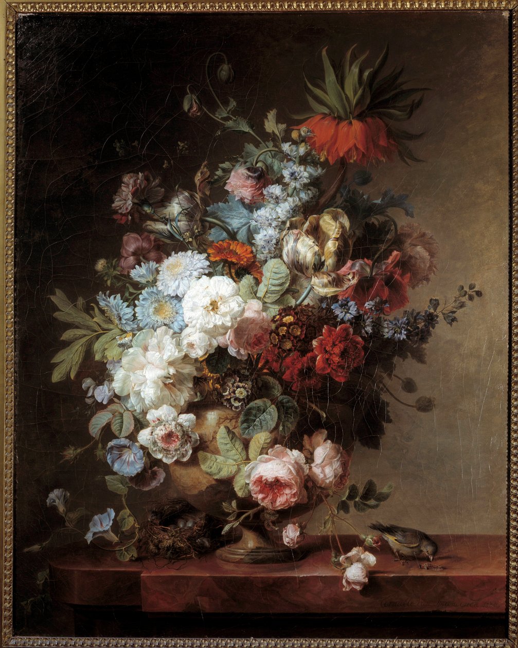 Corneille Van Spaendonck (1756-1840) 1789 年创作的花卉静物画。 0,91x0,73 米 作者 Cornelis van Spaendonck