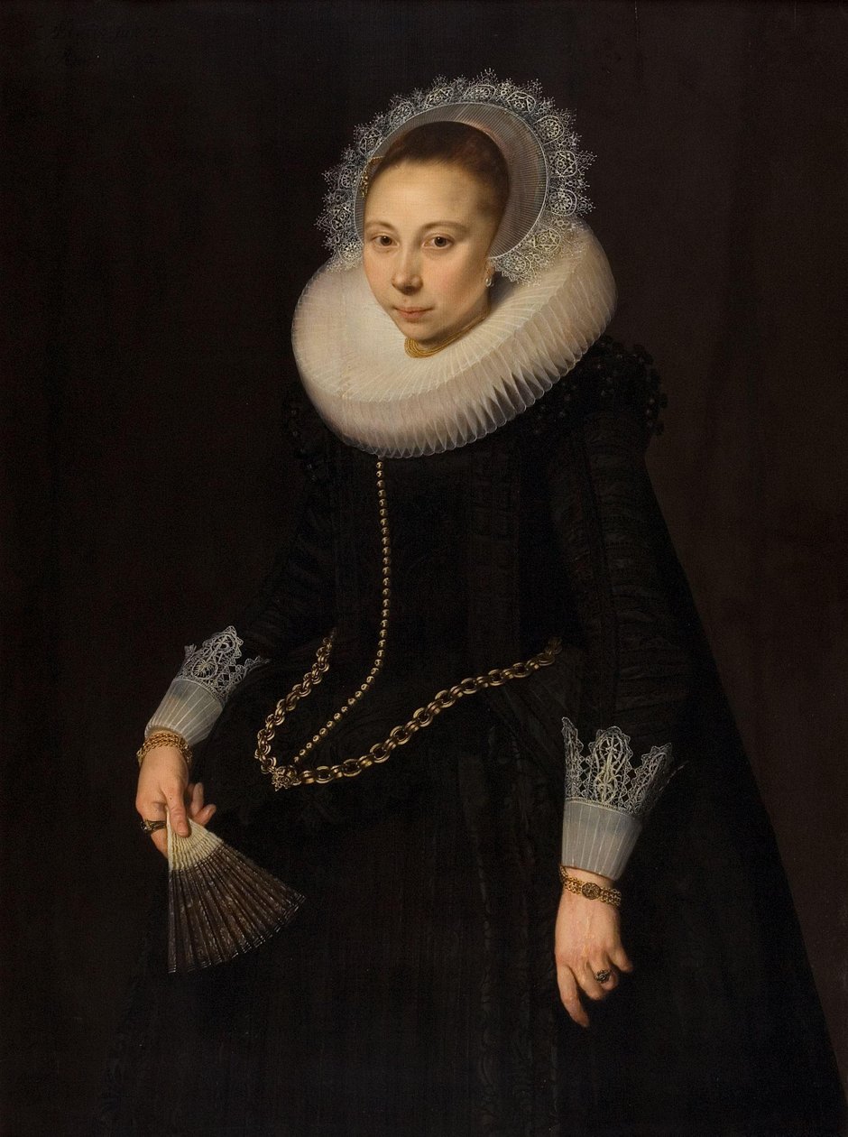 玛丽亚·奥弗林·范·斯霍特博斯 (Maria Overrijn van Schoterbosch) 的肖像（1599/1600-1638） 作者 科内利斯·范德沃特
