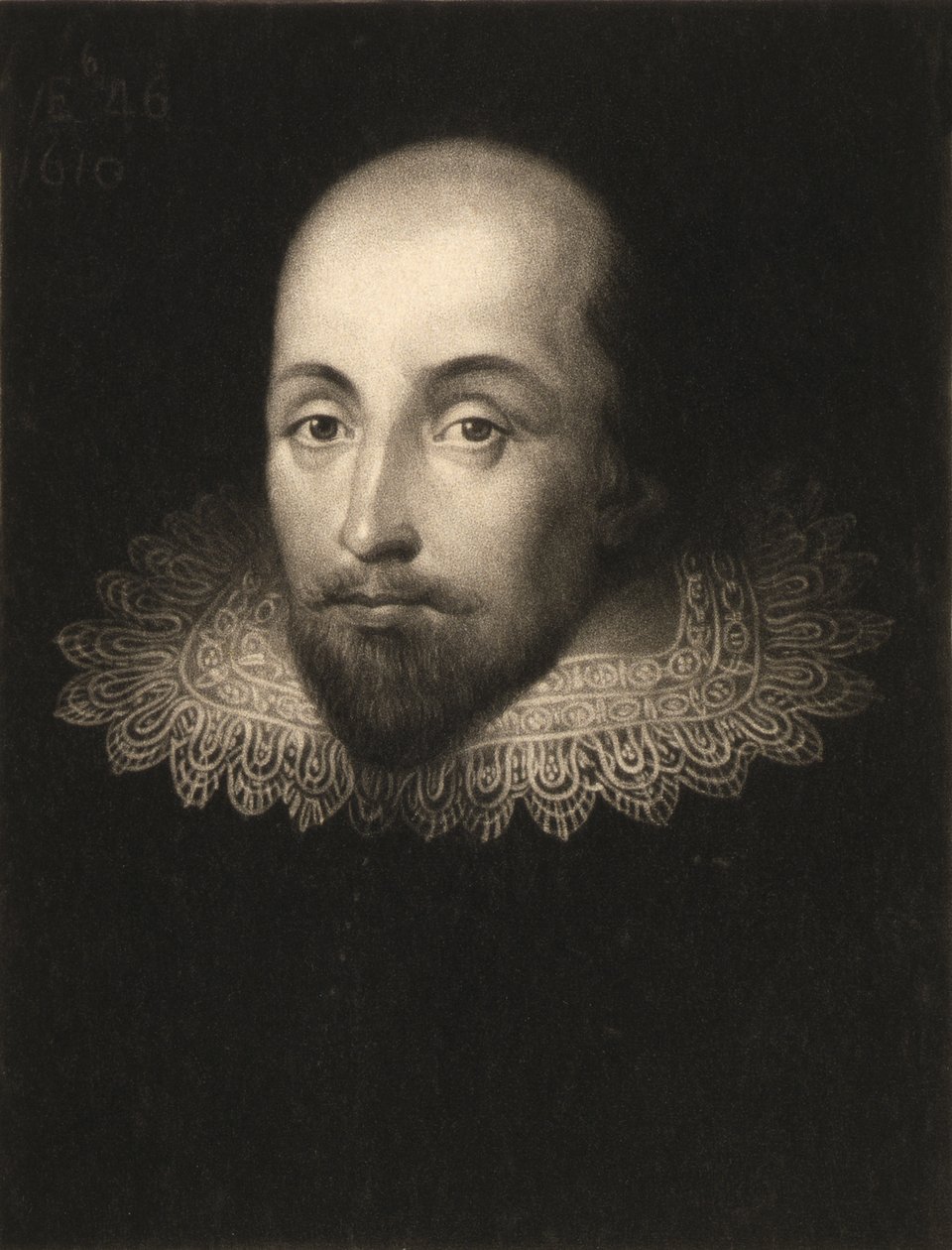 威廉·莎士比亚（1564-1616），由查尔斯·特纳（1773-1857）镌刻 作者 科尼利厄斯·詹森·范·科伦（Cornelius Janssen van Ceulen）
