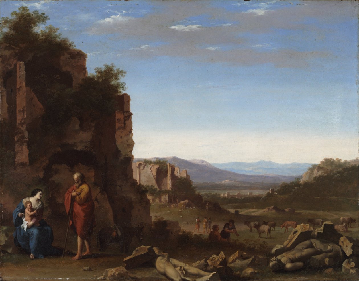 飞往埃及的其余部分 作者 Cornelis van Poelenburgh或Poelenburch