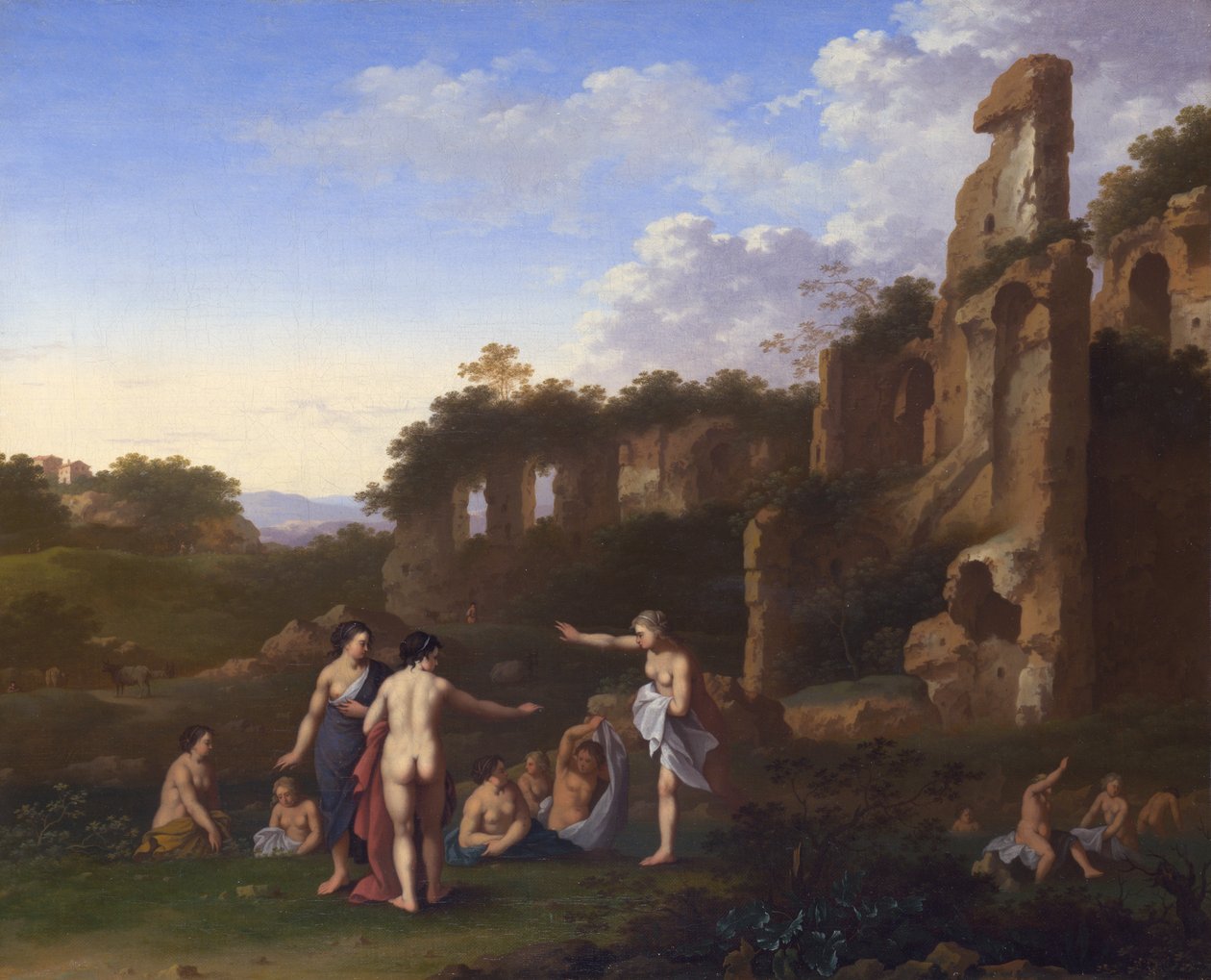 妇女在景观中沐浴 作者 Cornelis van Poelenburgh或Poelenburch