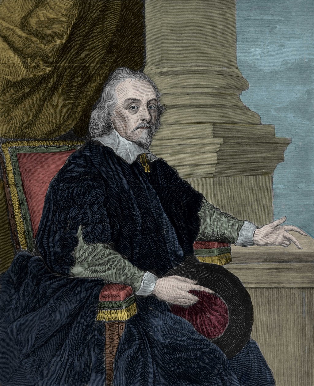威廉·哈维 (William Harvey，1578-1658 年)，英国医生，根据科尼利厄斯·詹森 (Cornelius Jansen) 的画作记载。 作者 科尼利厄斯（之后）詹森