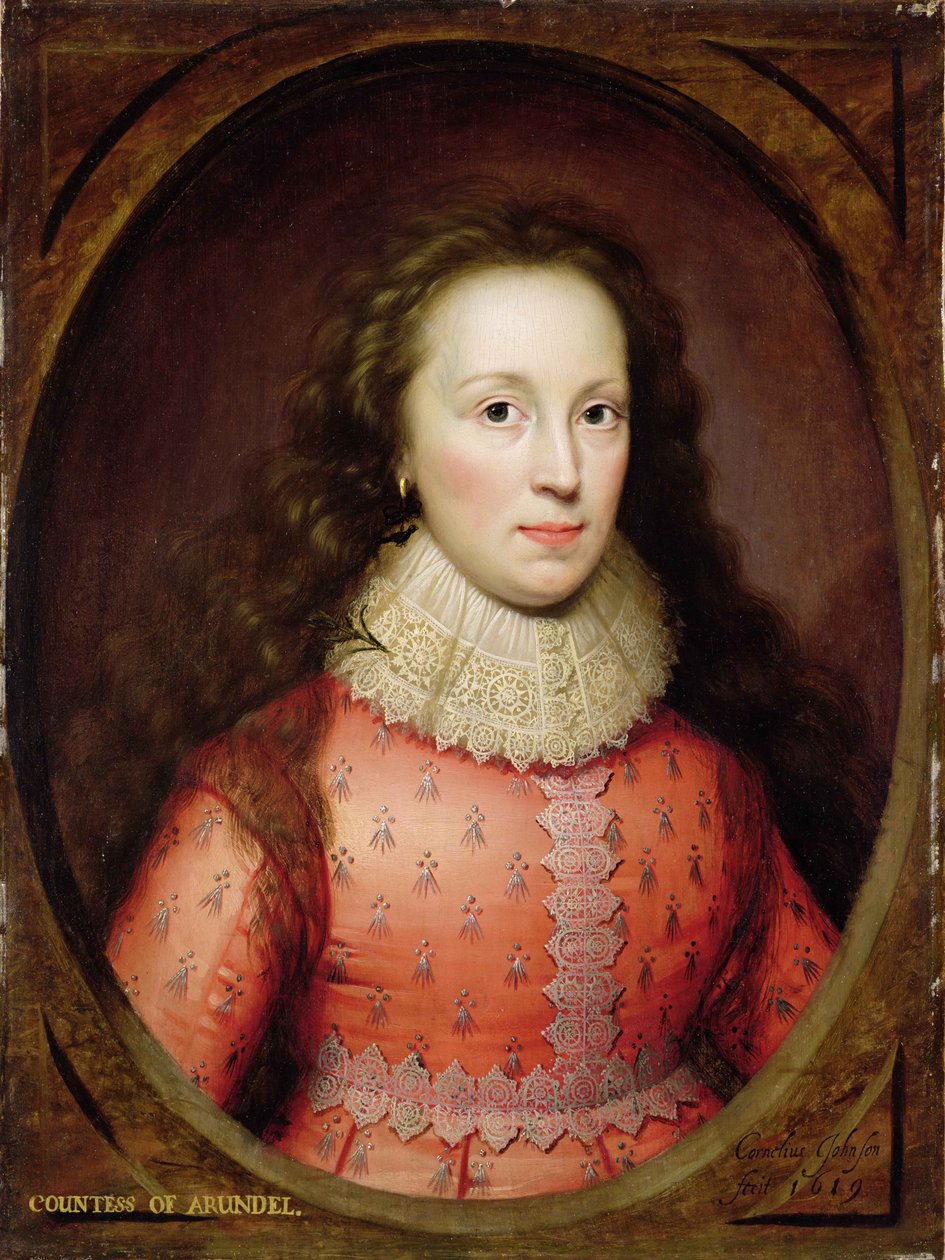 传统上被认定为阿伦德尔伯爵夫人的女人的肖像，1619年 作者 科尼利厄斯·詹森·范·科伦（Cornelius Janssen van Ceulen）