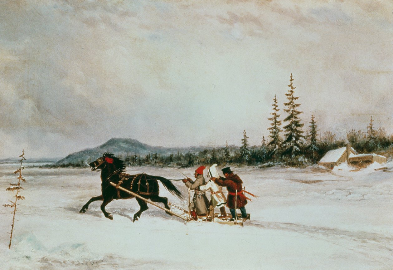 雪橇居民，c.1855 作者 科尼利厄斯·克里格霍夫（Cornelius Krieghoff）