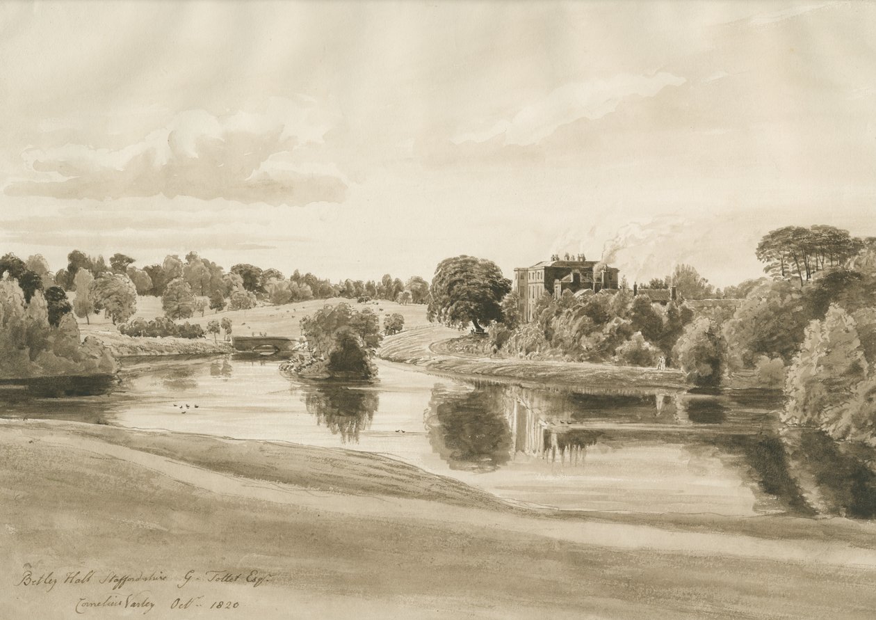 贝特利·霍尔（Betley Hall）：棕褐色水洗图，1820年10月 作者 科尼利厄斯·瓦利