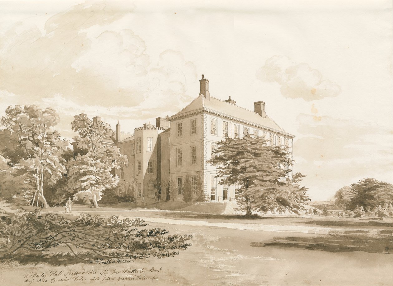 Wrottesley Hall：棕褐色绘画，1820年8月 作者 科尼利厄斯·瓦利