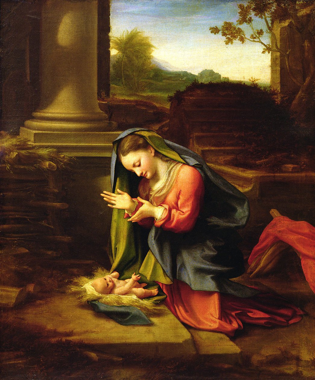 我们的夫人崇拜孩子，c.1518-20 作者 安东尼奥·达·科雷焦