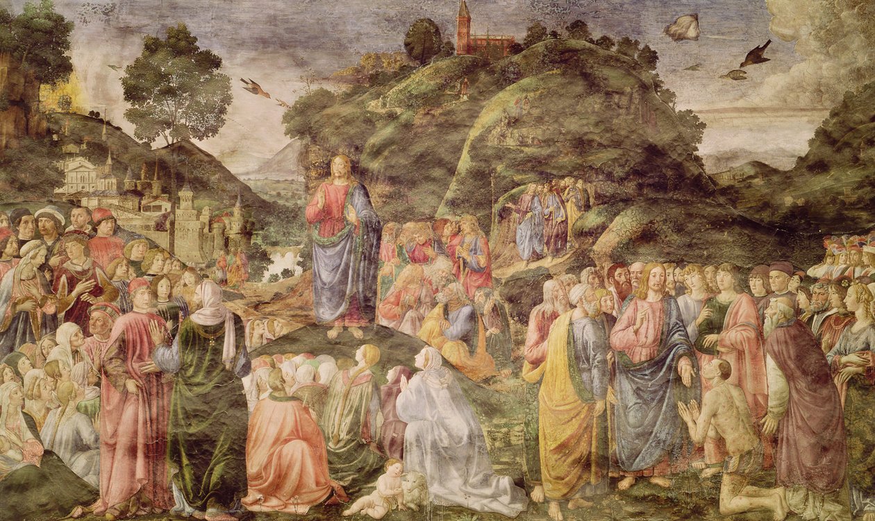 从西斯廷教堂出发的登山宝训，c.1481-83 作者 科西莫·罗塞利（Cosimo Rosselli）