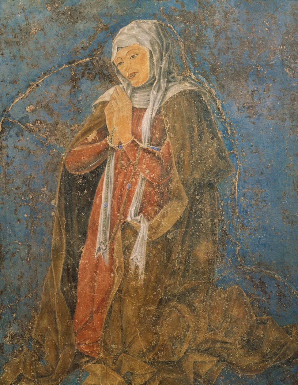 Dean，细节 标志的圣母，八月场景，归功于 Cosimo Tura（约 1430-1495 年）和 Ercole 大师，壁画，月度大厅北墙，Palazzo Schifanoia（欢乐宫），意大利费拉拉，约 1470 年 作者 科西莫 (Attr. to) 图拉