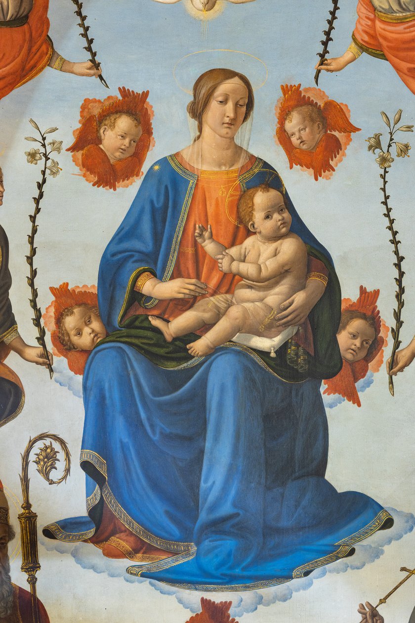 Madonna with Child in glory, Saint Ambrose, Saint Francis of Assisi, God the Father and angels