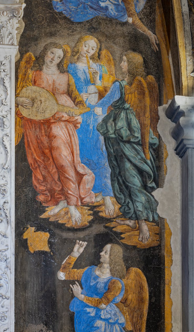 圣事奇迹"：天使奏乐的细节（壁画） 作者 科西莫·罗塞利（Cosimo Rosselli）